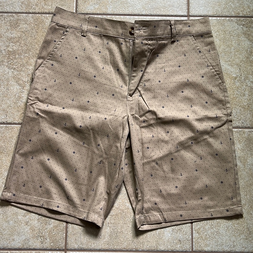 Men’s Public Record Twill Anchor and Helm Brown/Tan Shorts Size 34